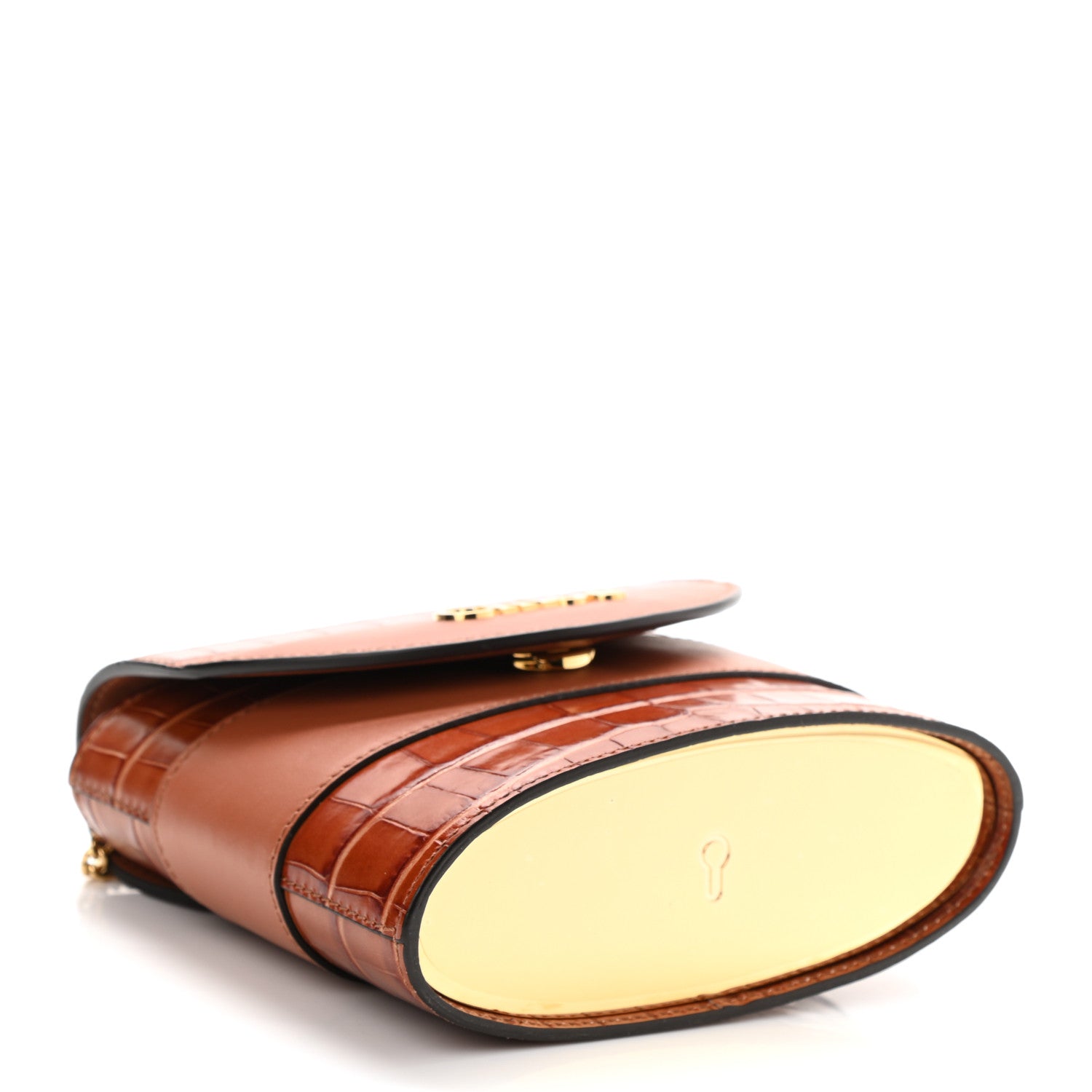 Chloe Calfskin Crocodile Embossed Small Aby Lock Chestnut Brown 4 of 8