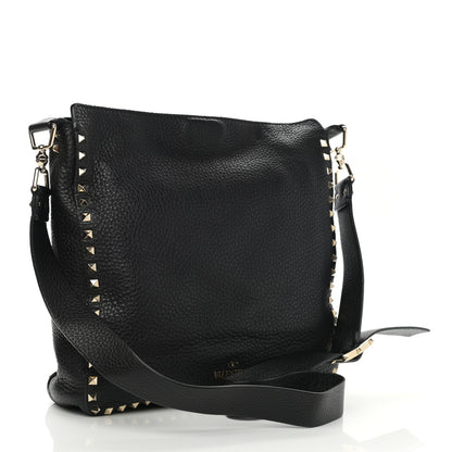 Valentino Garavani Pebbled Calfskin Large Rockstud Flip-Lock Messenger Bag Black 4 of 12
