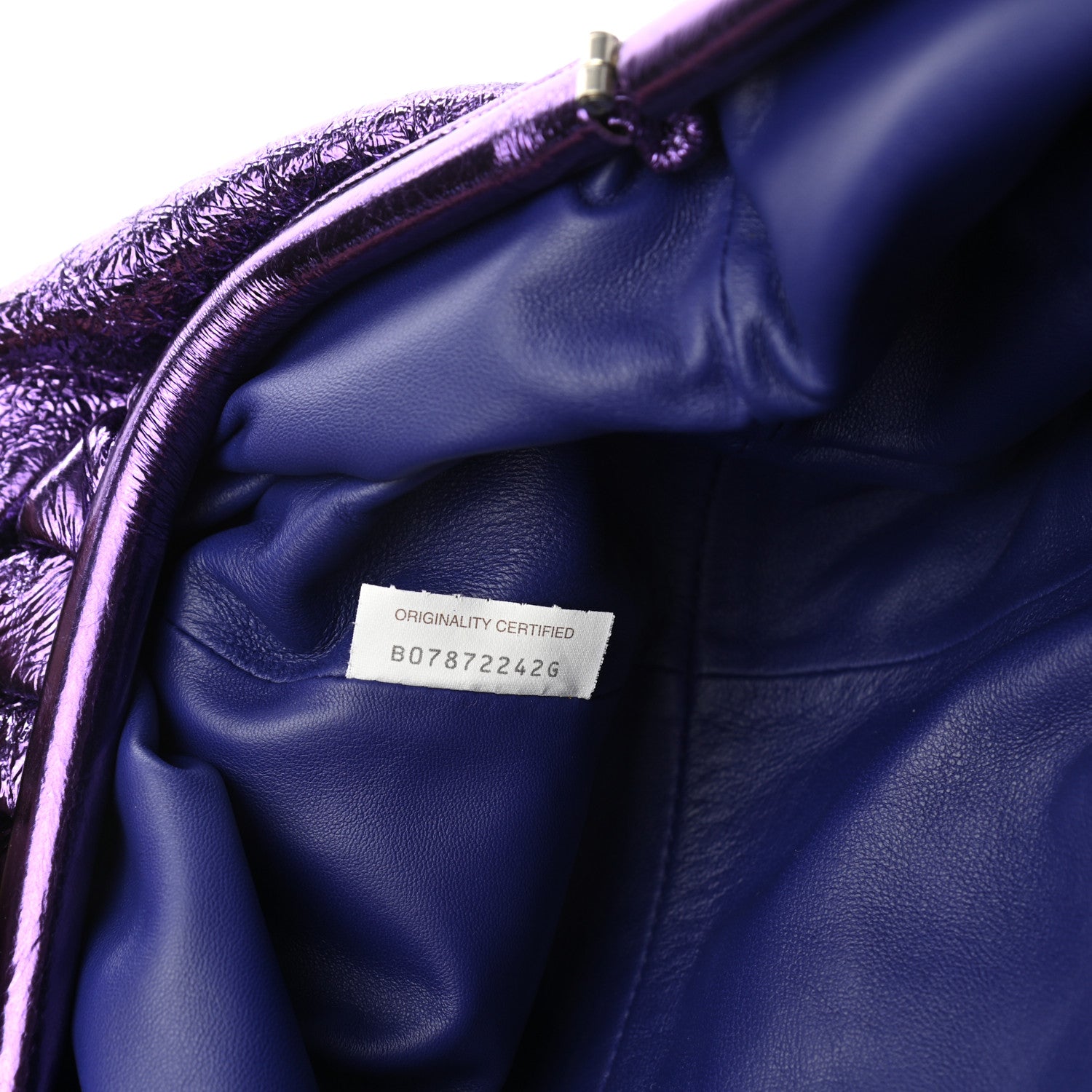 Bottega Veneta Metallic Crinkled Lambskin The Pouch Viola 14 of 22