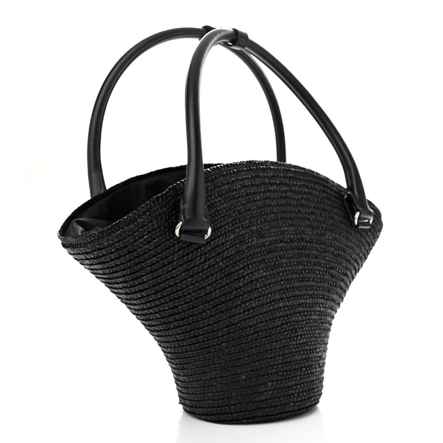 Balenciaga Raffia Woven Medium Basket Tote Black 3 of 9