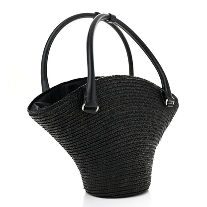 Balenciaga Raffia Woven Medium Basket Tote Black 3 of 9