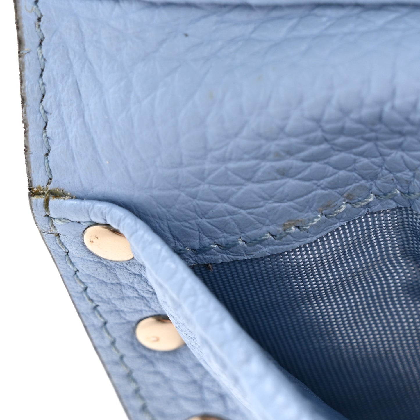 Grainy Calfskin Rockstud Coin Purse Card Holder Niagara