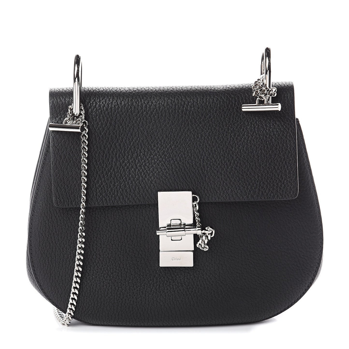 Grained Lambskin Drew Shoulder Bag Black