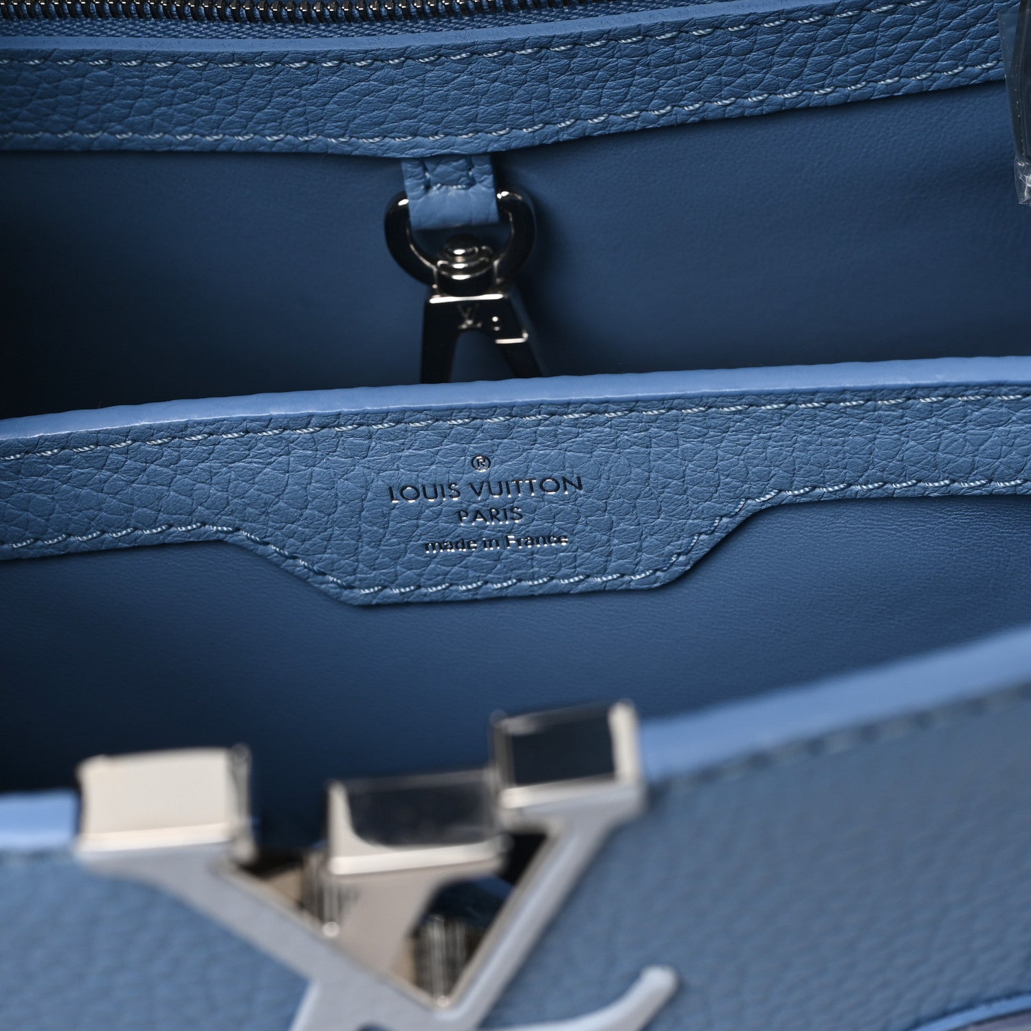 Louis Vuitton Taurillon Mechanical Flowers Smile Capucines BB Blue 6 of 9