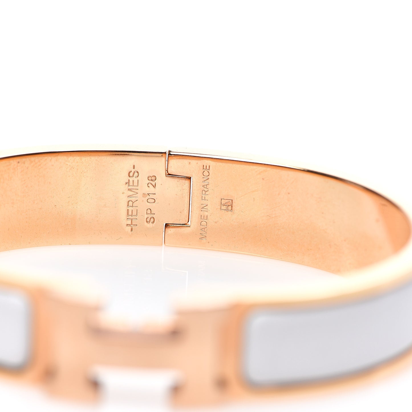 Enamel Narrow Clic Clac H Bracelet PM White