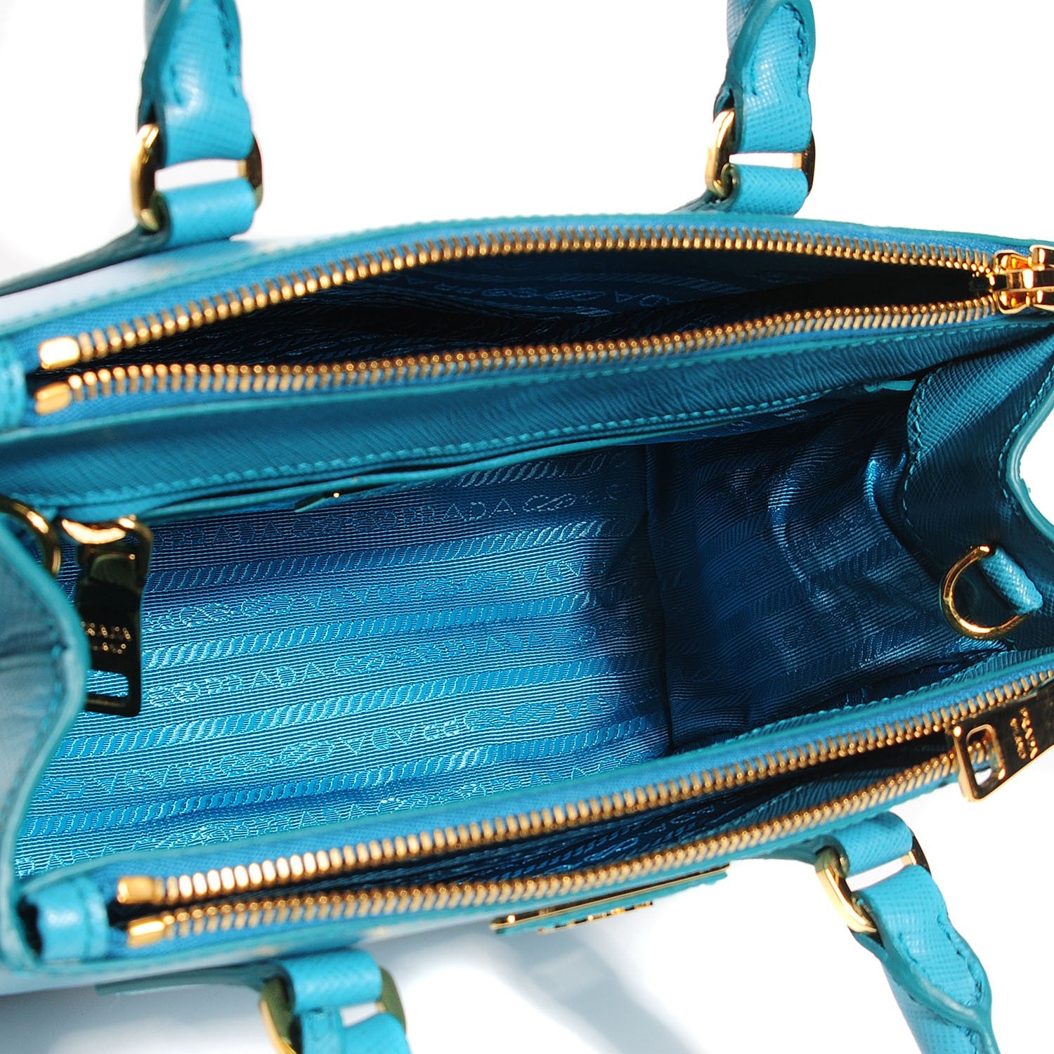 Prada Saffiano Lux Mini Double Zip Tote Turchese 5 of 10