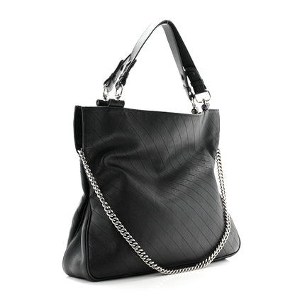 Gucci Sakai Be Green Calfskin Diagonal Stitched Medium Blondie Tote Black 3 of 12