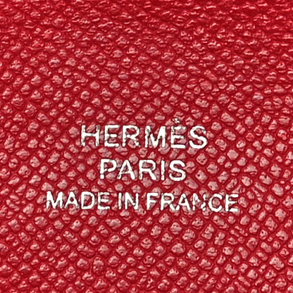 Hermes Madame Calfskin Calvi Card Case Rouge Piment 7 of 11