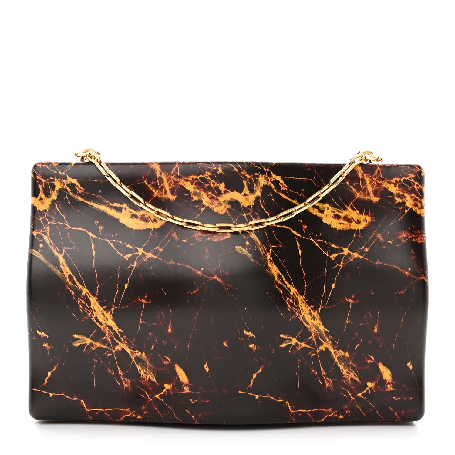 Bottega Veneta Spazzolato Calfskin Chain Clutch Gold Marble 1 of 9