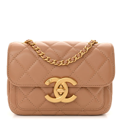Chanel Shiny Lambskin Quilted Mini Maxi CC Flap Beige 1 of 11