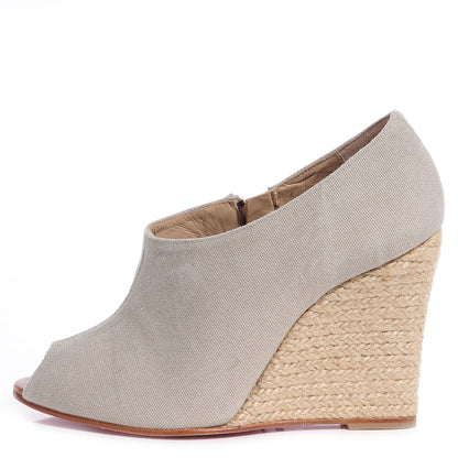 Christian Louboutin Canvas Corazon 100 Wedges 38 Natural 1 of 7