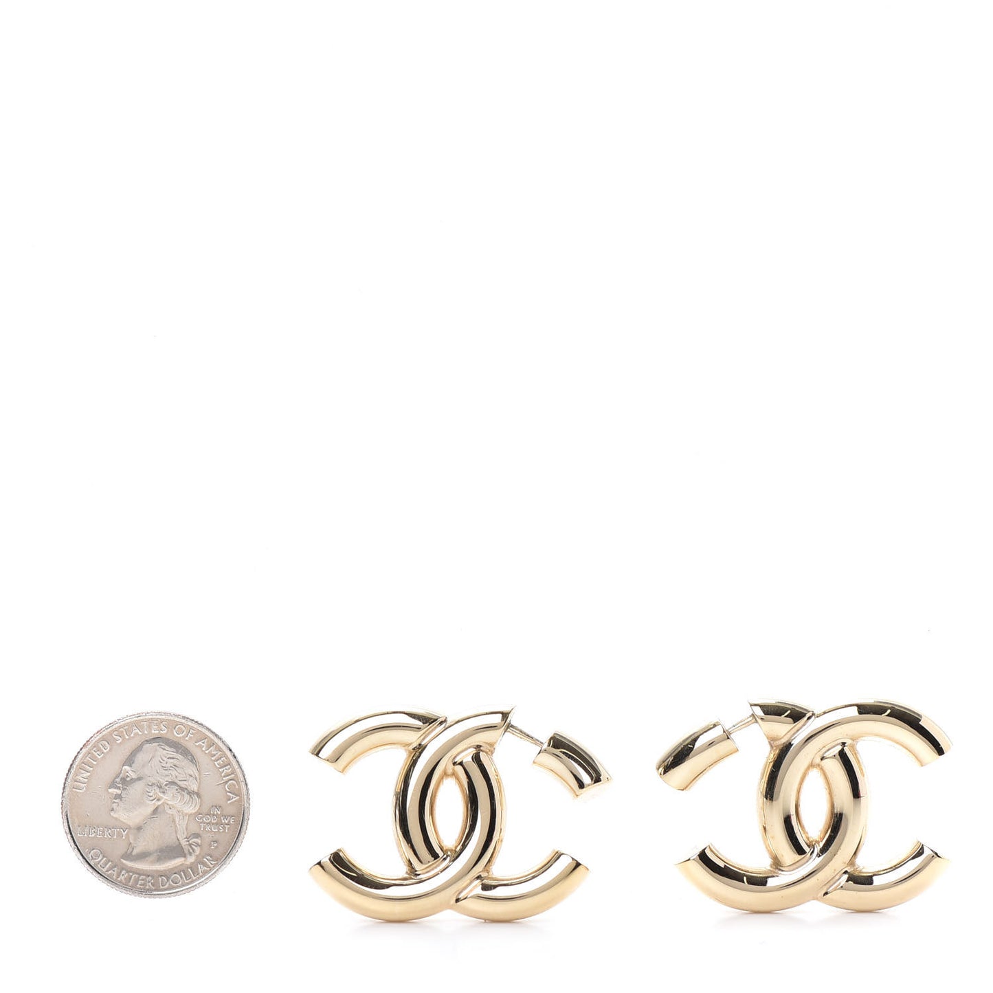 Metal Large CC Earrings Light Gold