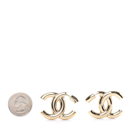 Chanel Metal Large CC Earrings Light Gold 2 of 4
