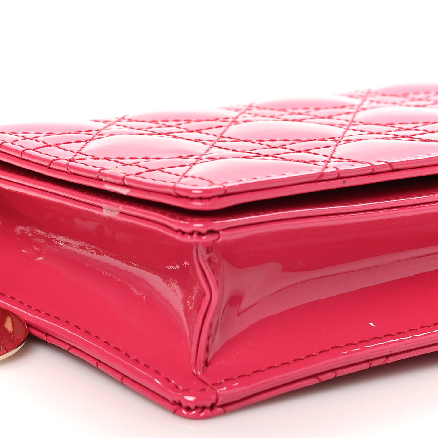 Patent Cannage Lady Dior Convertible Clutch Fuchsia