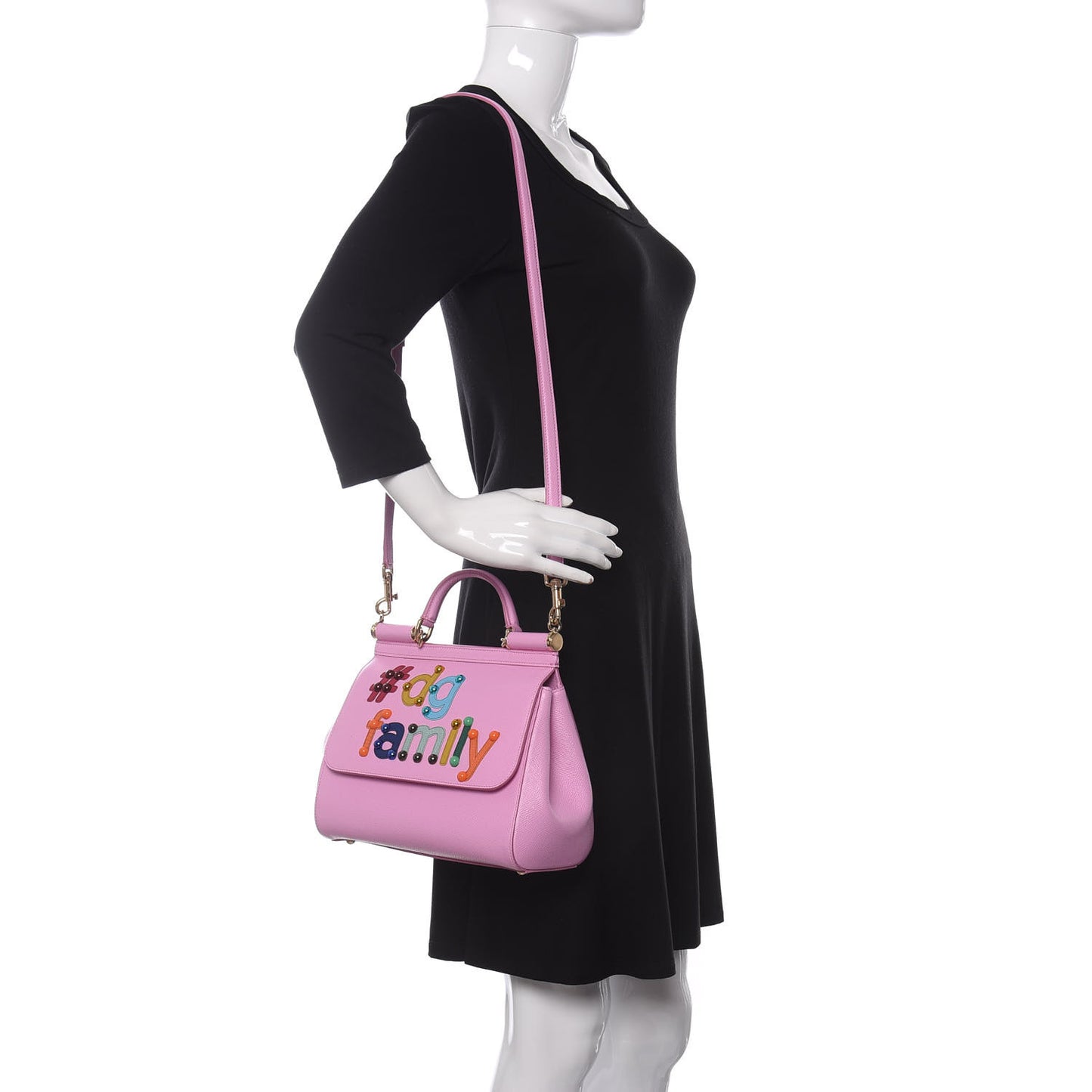 Dauphine Medium DG Family Patch Miss Sicily Satchel Rosa Chiaro