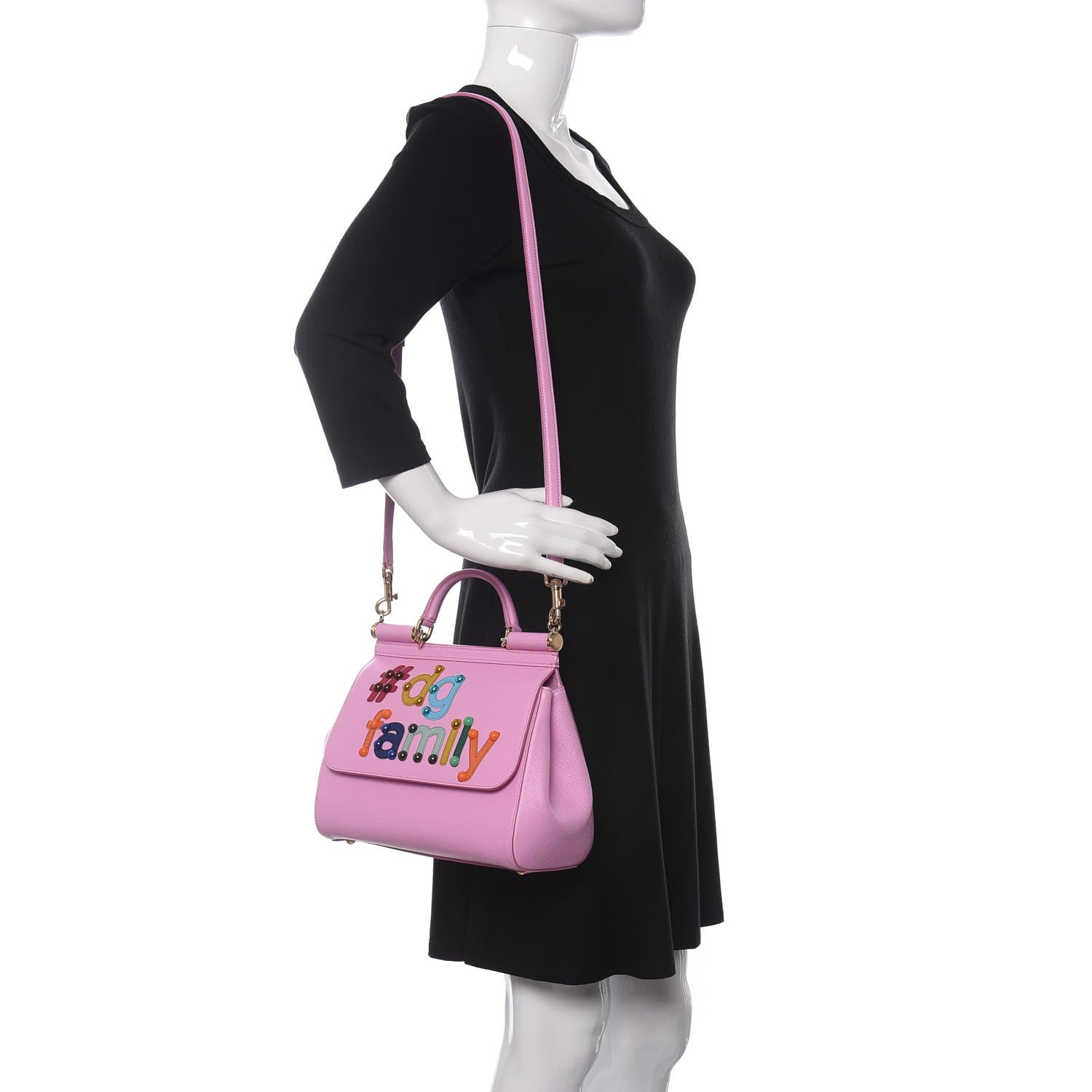 Dolce & Gabbana Dauphine Medium DG Family Patch Miss Sicily Satchel Rosa Chiaro 2 of 9