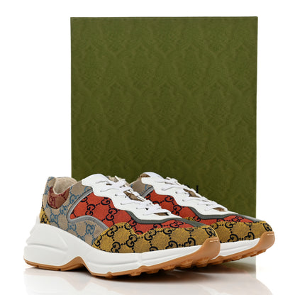 Gucci Monogram Multicolor Mens Rhyton Sneakers 8 Yellow Blue Great White Tabasco 8 of 8