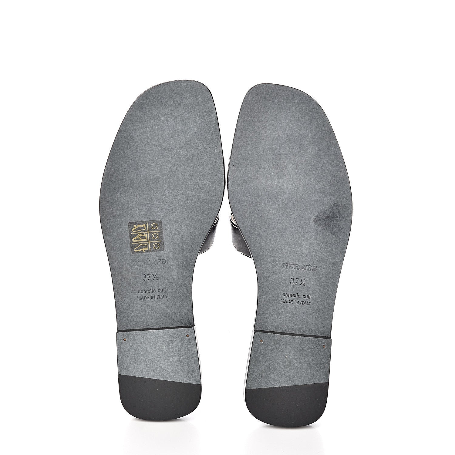 Hermes Box Calfskin Oran Sandals 37.5 Black 5 of 10