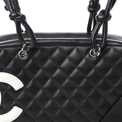 Chanel Calfskin Quilted Large Cambon Bowler Black White 10 of 10