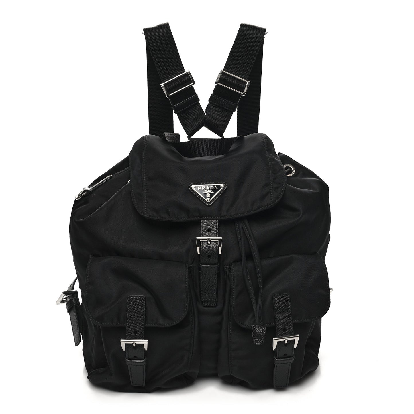 Re-Nylon Saffiano Medium Backpack Black