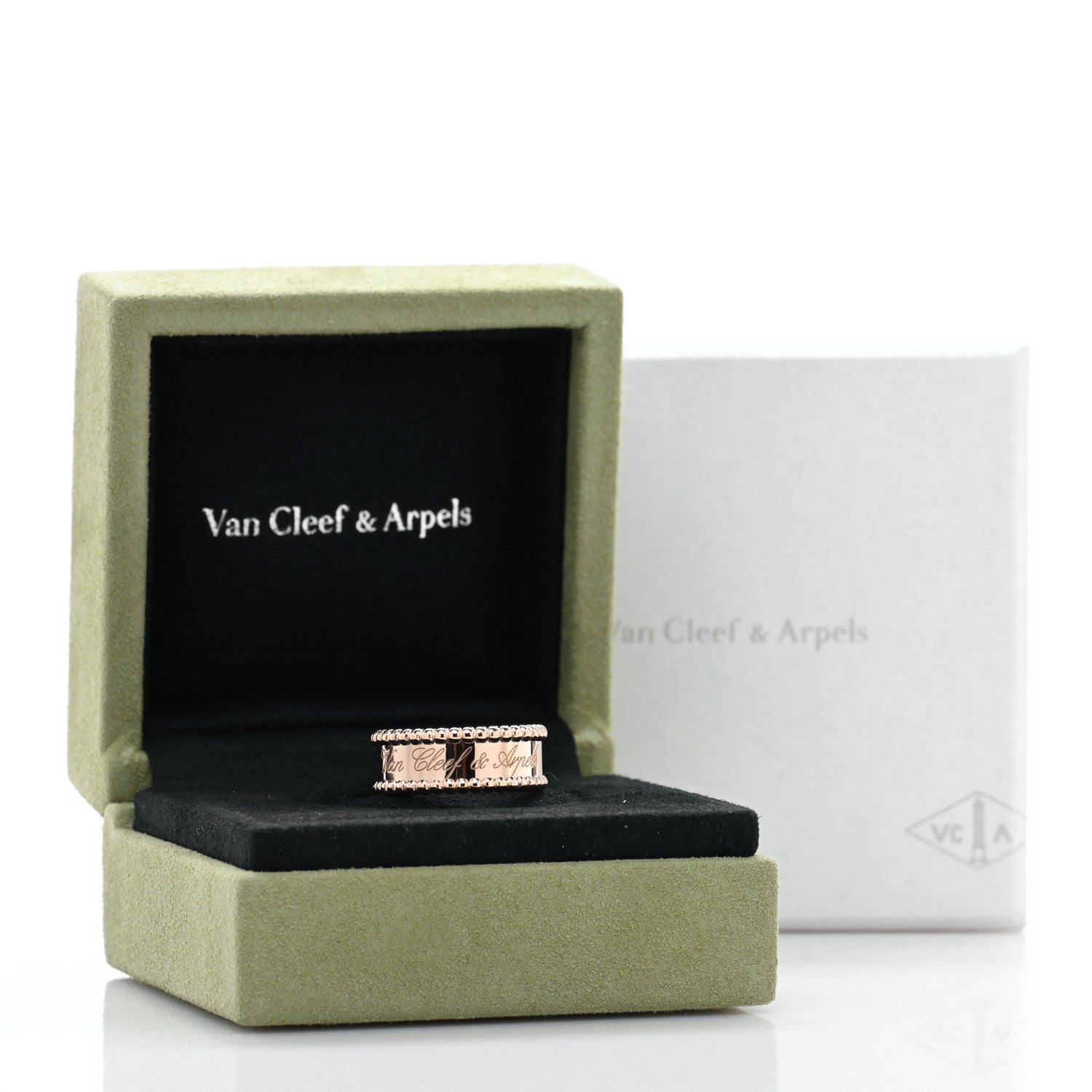 Van Cleef & Arpels 18K Rose Gold Perlee Signature Ring 52 6 5 of 5