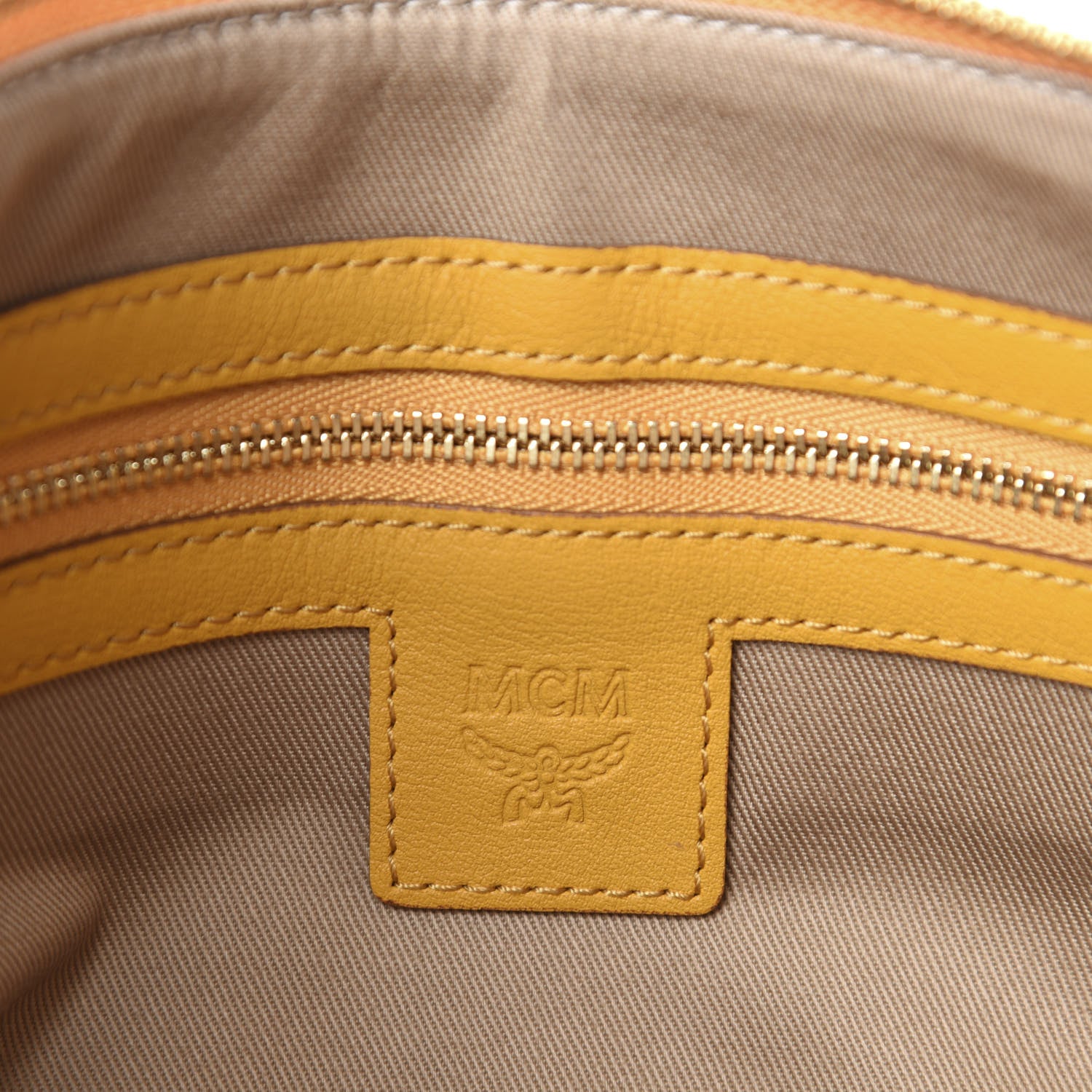 MCM Visetos Crossbody Pouch Cognac Yellow 10 of 11