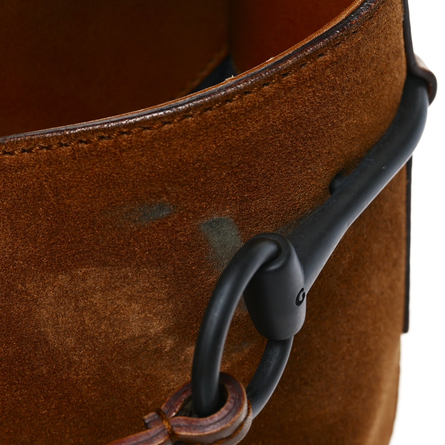 Suede Horsebit Drawstring Hobo Brown