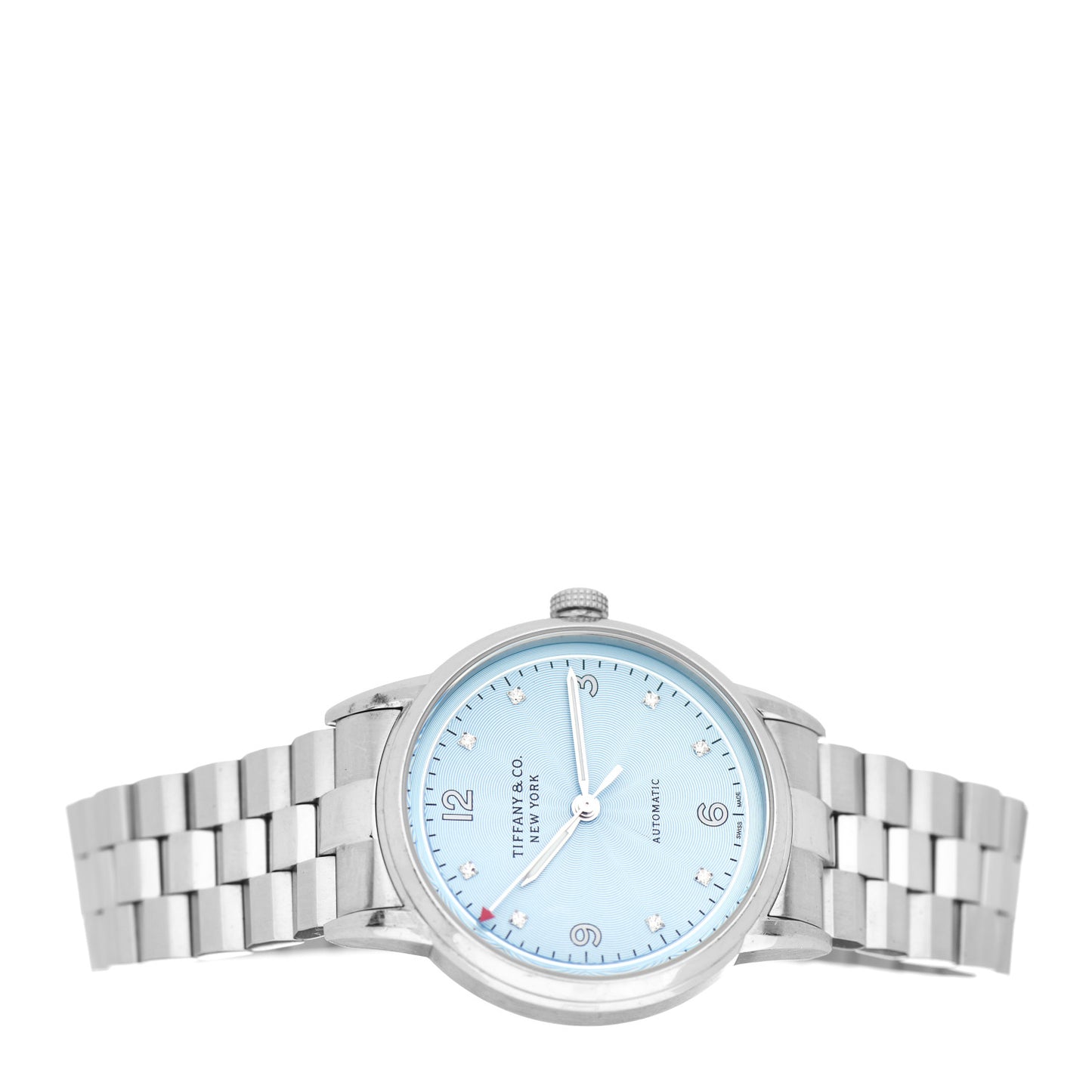 Stainless Steel Diamond 34mm CT60 3-Hand Automatic Watch Ice Blue