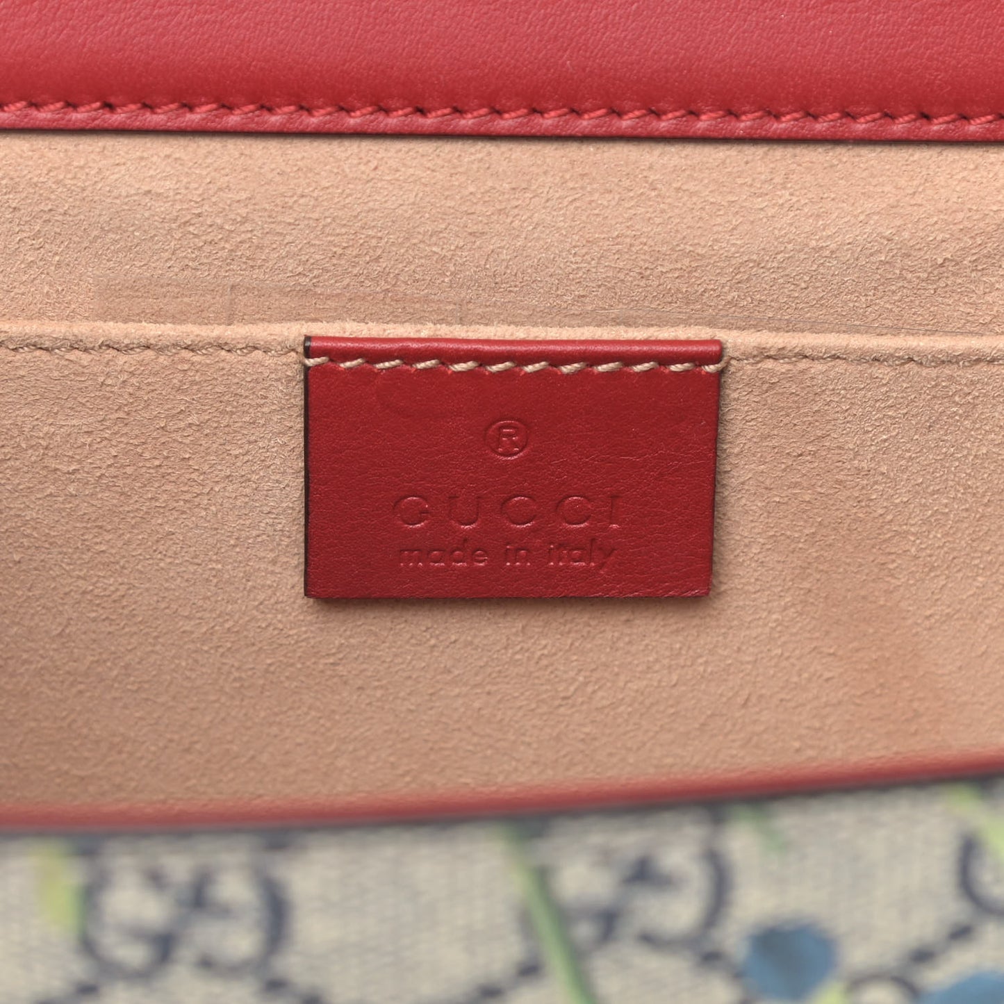GG Supreme Monogram Blooms Small Padlock Shoulder Bag Beige Blue Navy Hibiscus Red