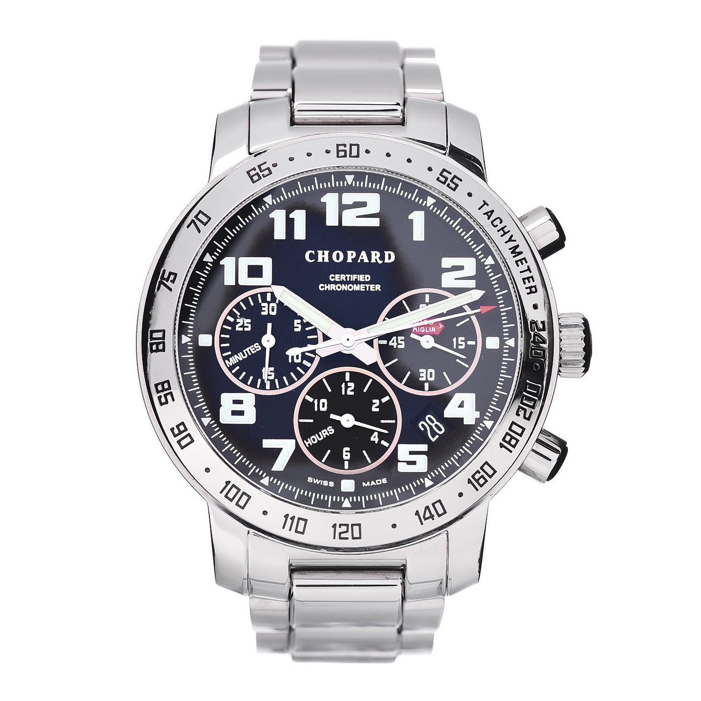 Stainless Steel 40mm Mille Miglia Chronograph Automatic Watch Black