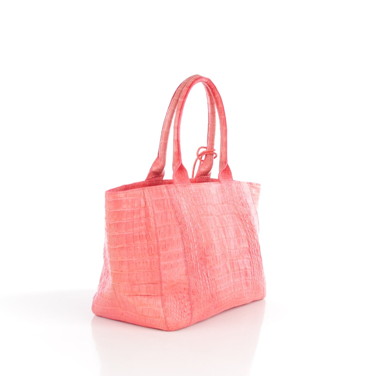 Crocodile East West Leaf Tote Pink