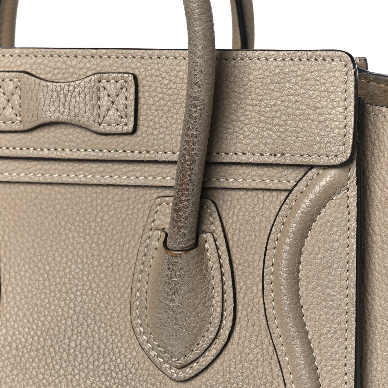 Celine Drummed Calfskin Nano Luggage Dune 10 of 12