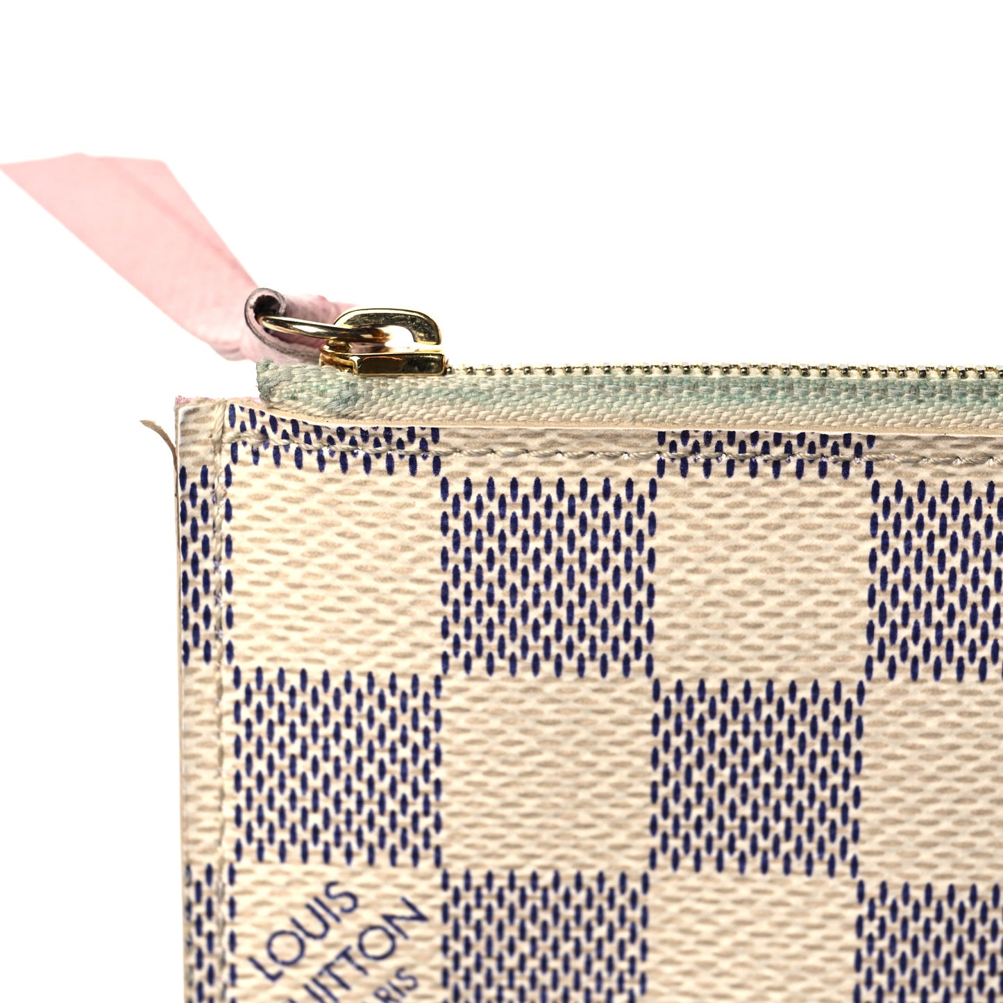 Damier Azur Pochette Felicie Chain Wallet Rose Ballerine