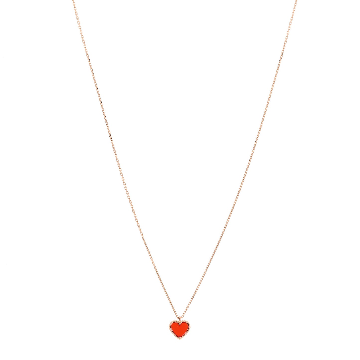 18k Rose Gold Carnelian Sweet Alhambra Heart Pendant Necklace