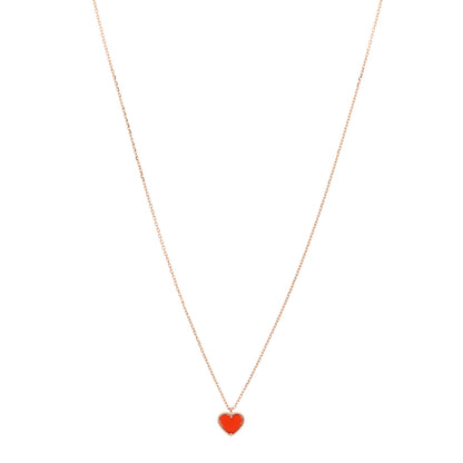 Van Cleef & Arpels 18k Rose Gold Carnelian Sweet Alhambra Heart Pendant Necklace 1 of 6