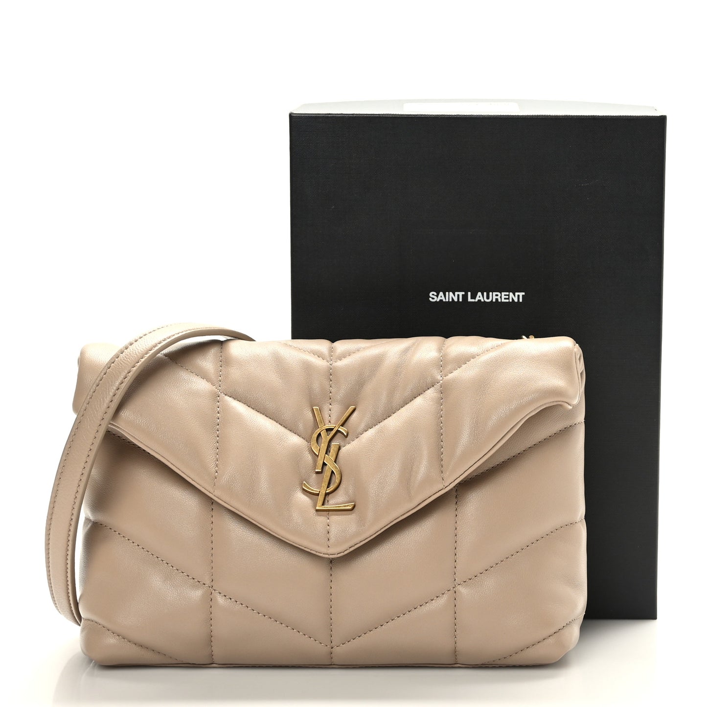 Lambskin Quilted Toy Loulou Puffer Monogram Chain Satchel Dark Beige