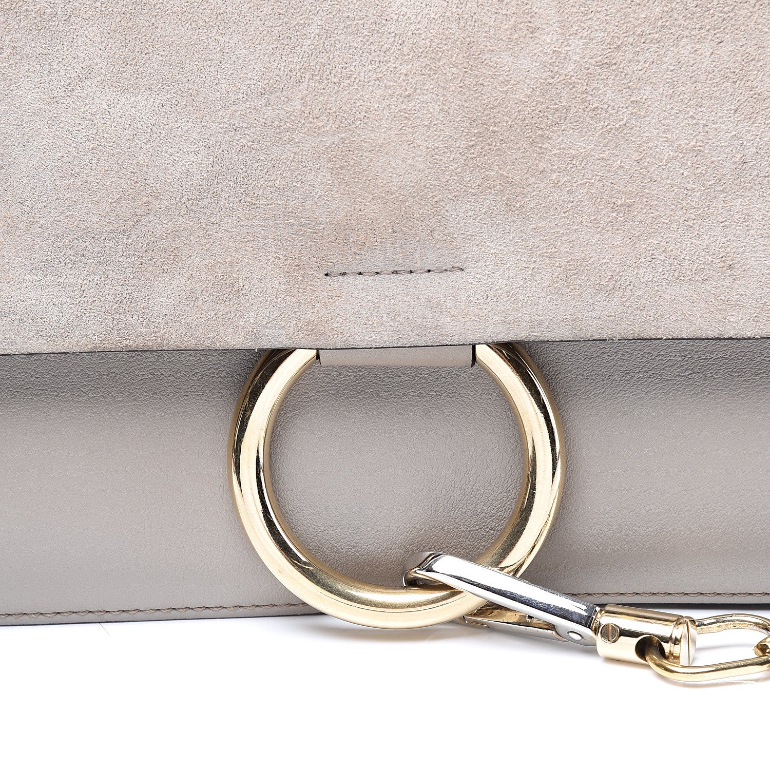 Chloe Suede Calfskin Small Faye Shoulder Bag Motty Grey 8 of 8