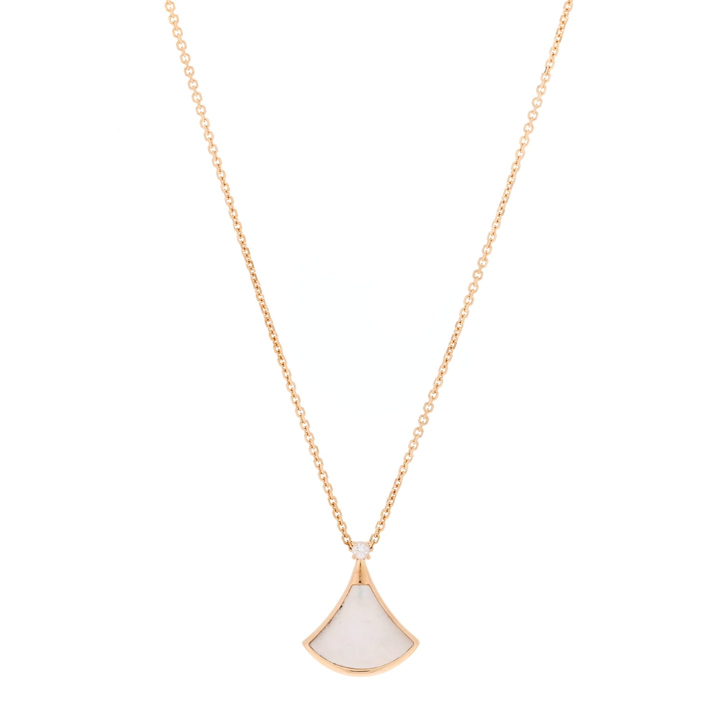 18K Yellow Gold Diamond Mother of Pearl Small Divas' Dream Pendant Necklace