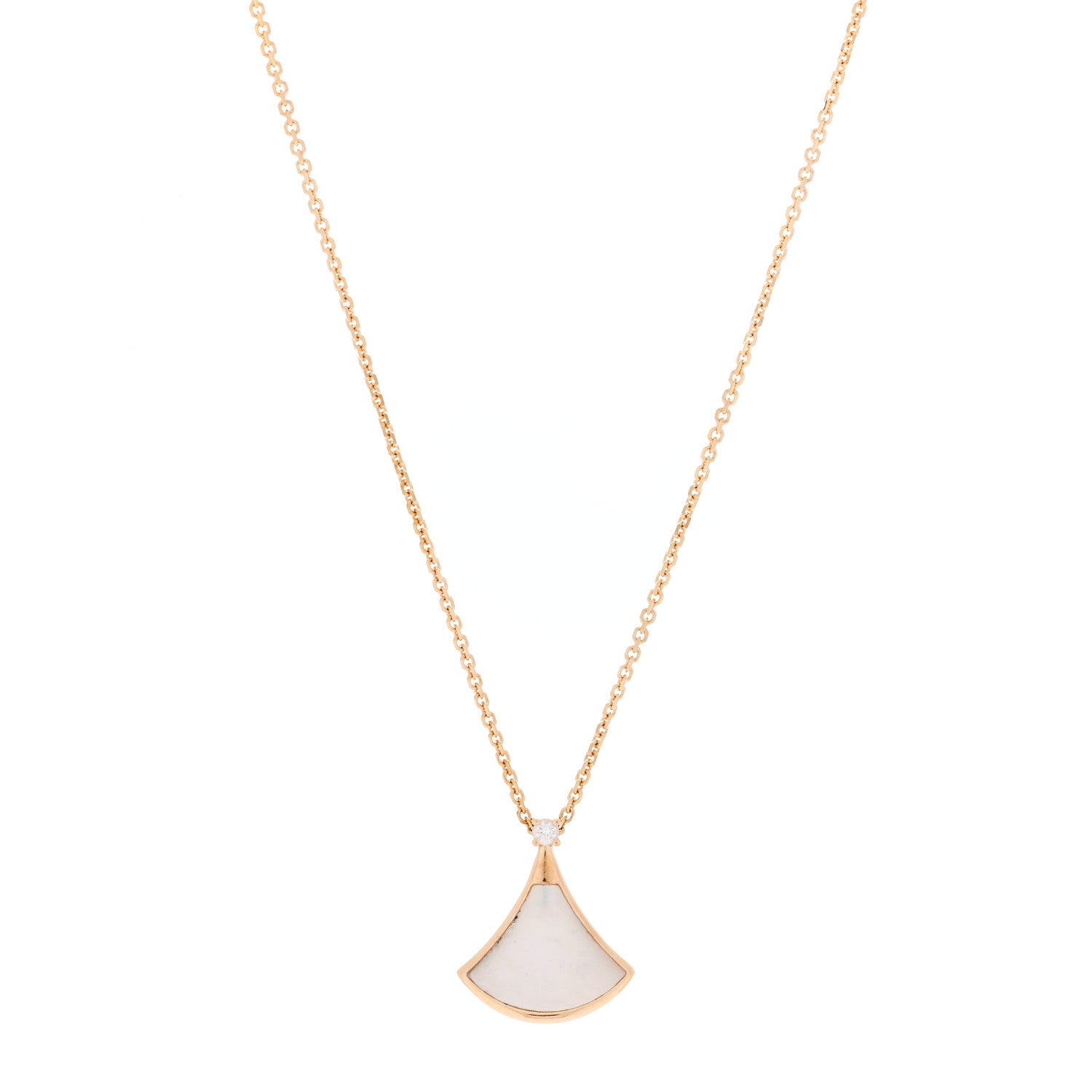Bulgari 18K Yellow Gold Diamond Mother of Pearl Small Divas' Dream Pendant Necklace 1 of 5