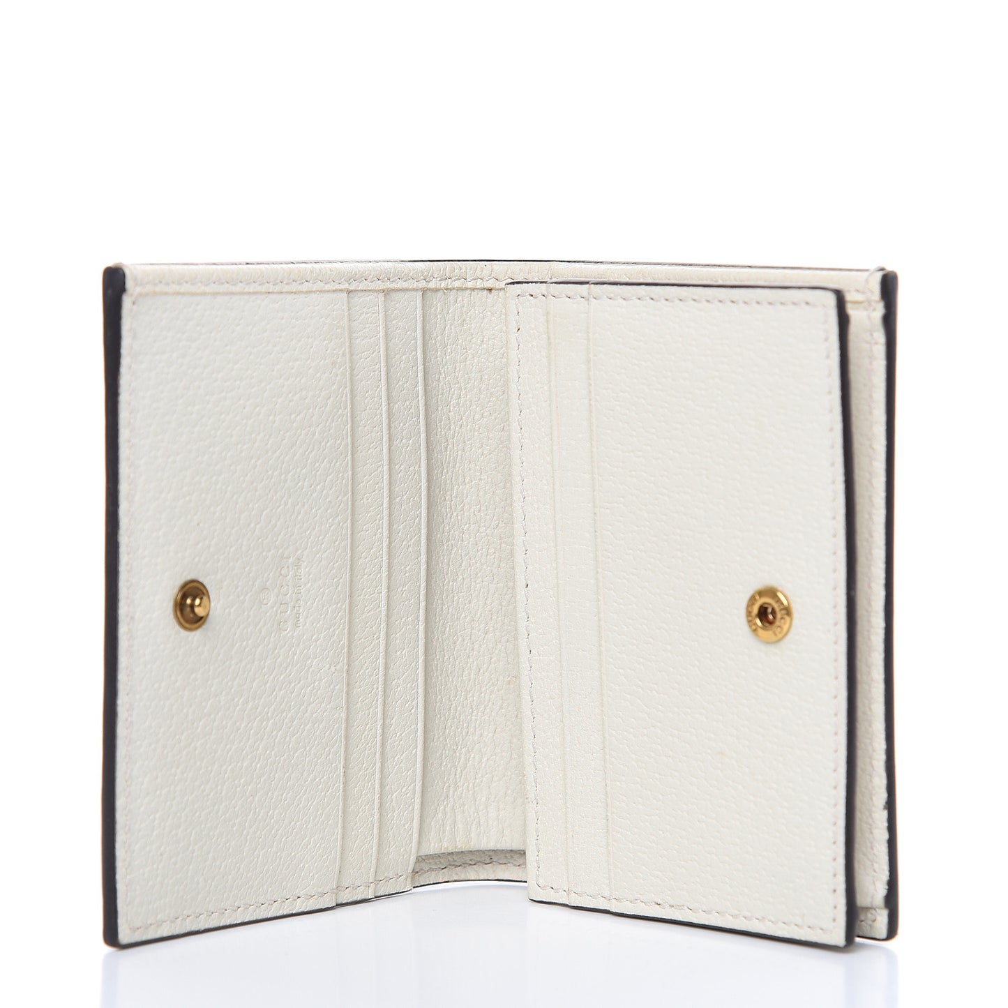 GG Supreme Monogram Web Queen Margaret Card Case Wallet Beige Mystic White