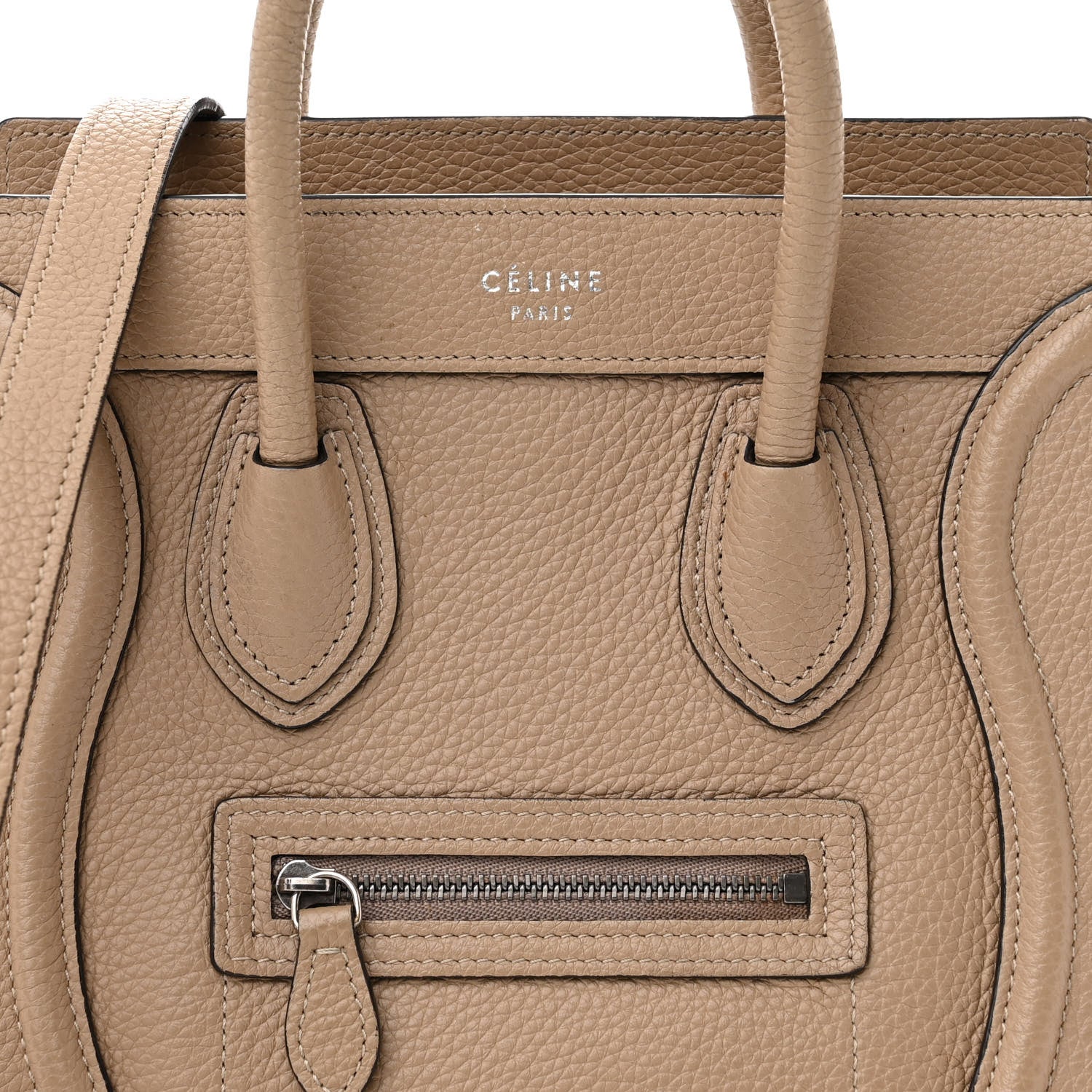 Celine Drummed Calfskin Nano Luggage Dune 8 of 20