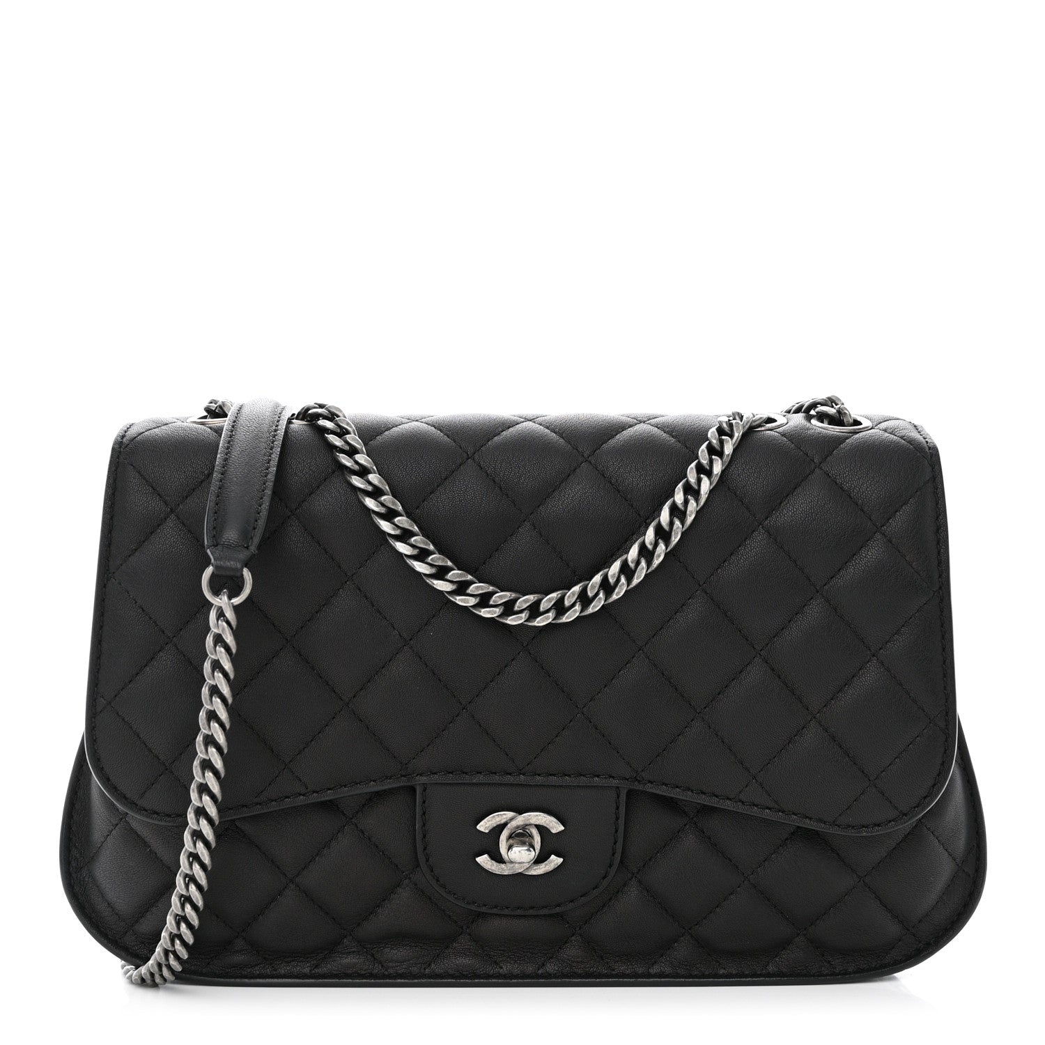 Chanel Lambskin Quilted Large Natural CC Flap Black 1 of 11