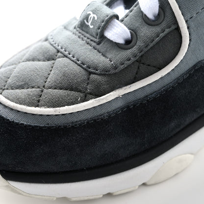 Chanel Fabric Suede Calfskin Quilted CC Sneakers 35 Dark Grey 11 of 11