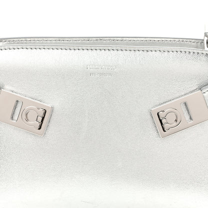 Salvatore Ferragamo Metallic Calfskin Mini E/W Hug Crossbody Bag Silver 8 of 11