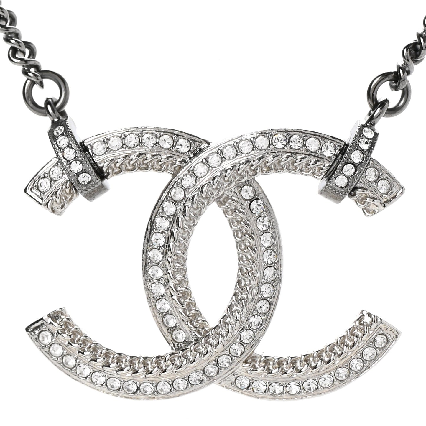 Crystal CC Pendant Necklace Silver
