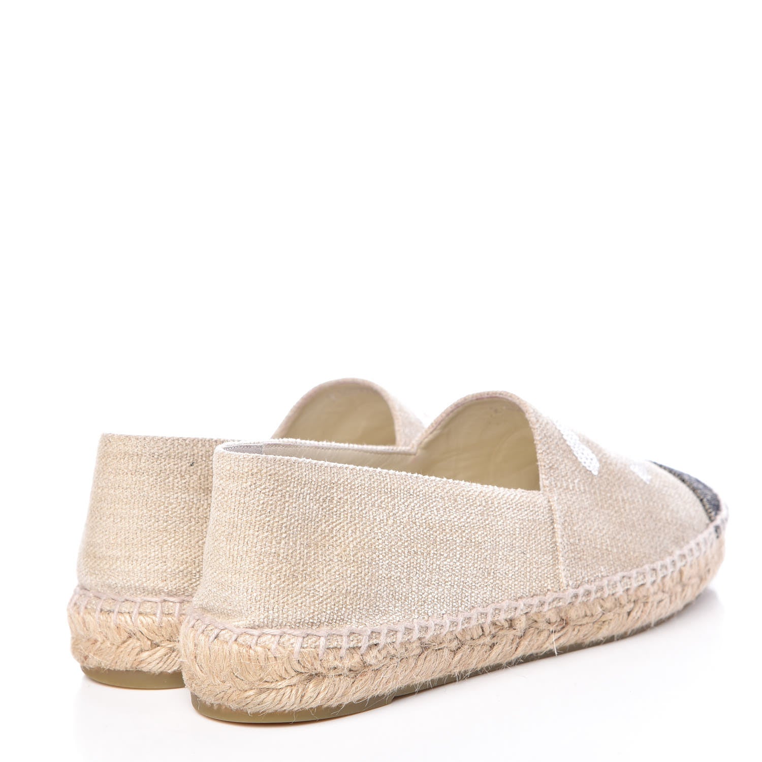 Chanel Toile Sequin CC Espadrilles 39 Beige Black 4 of 15