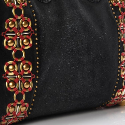 Gucci Suede Calfskin Large Babouska Studded Boston Black 15 of 19
