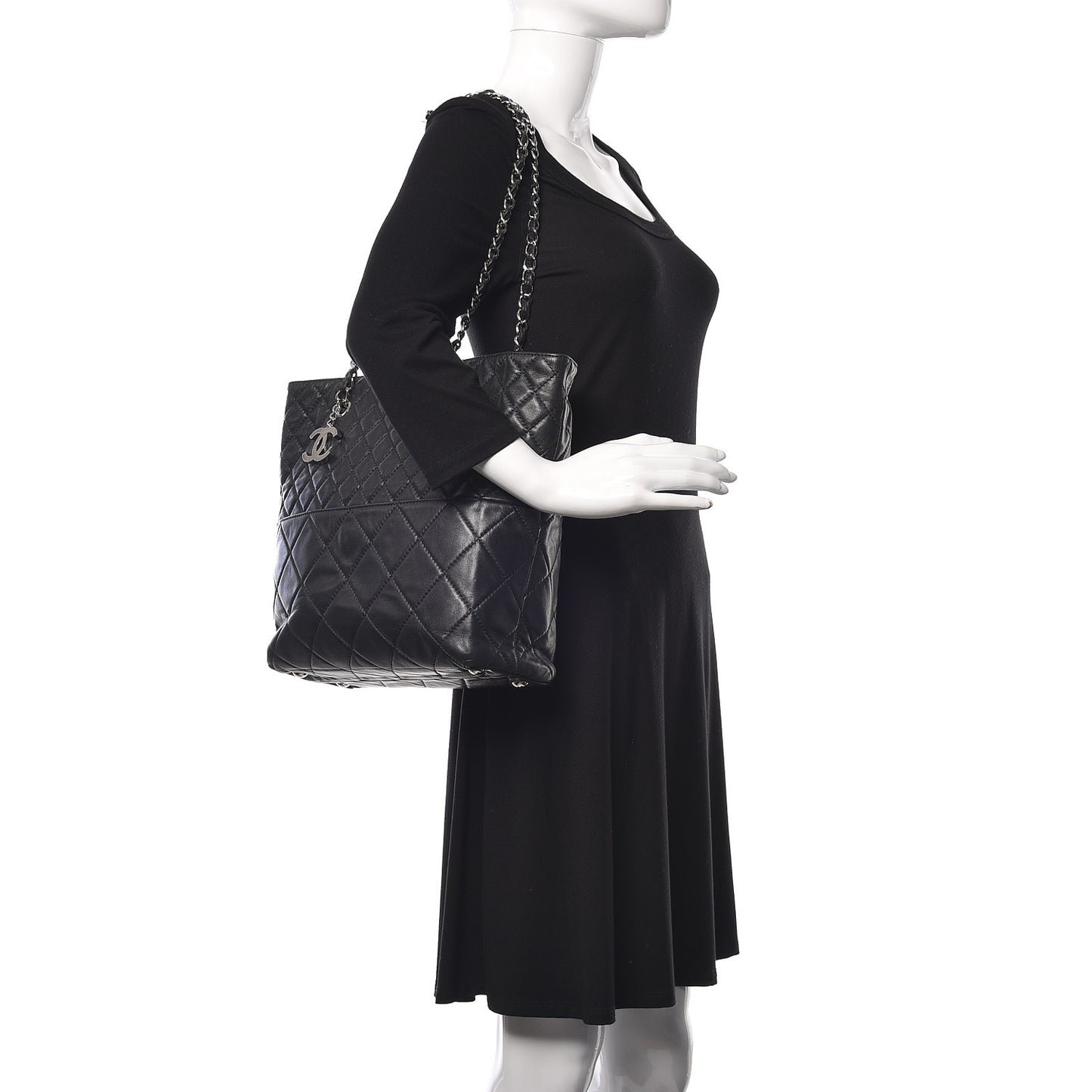 Calfskin Quilted In The Business North South Tote Black