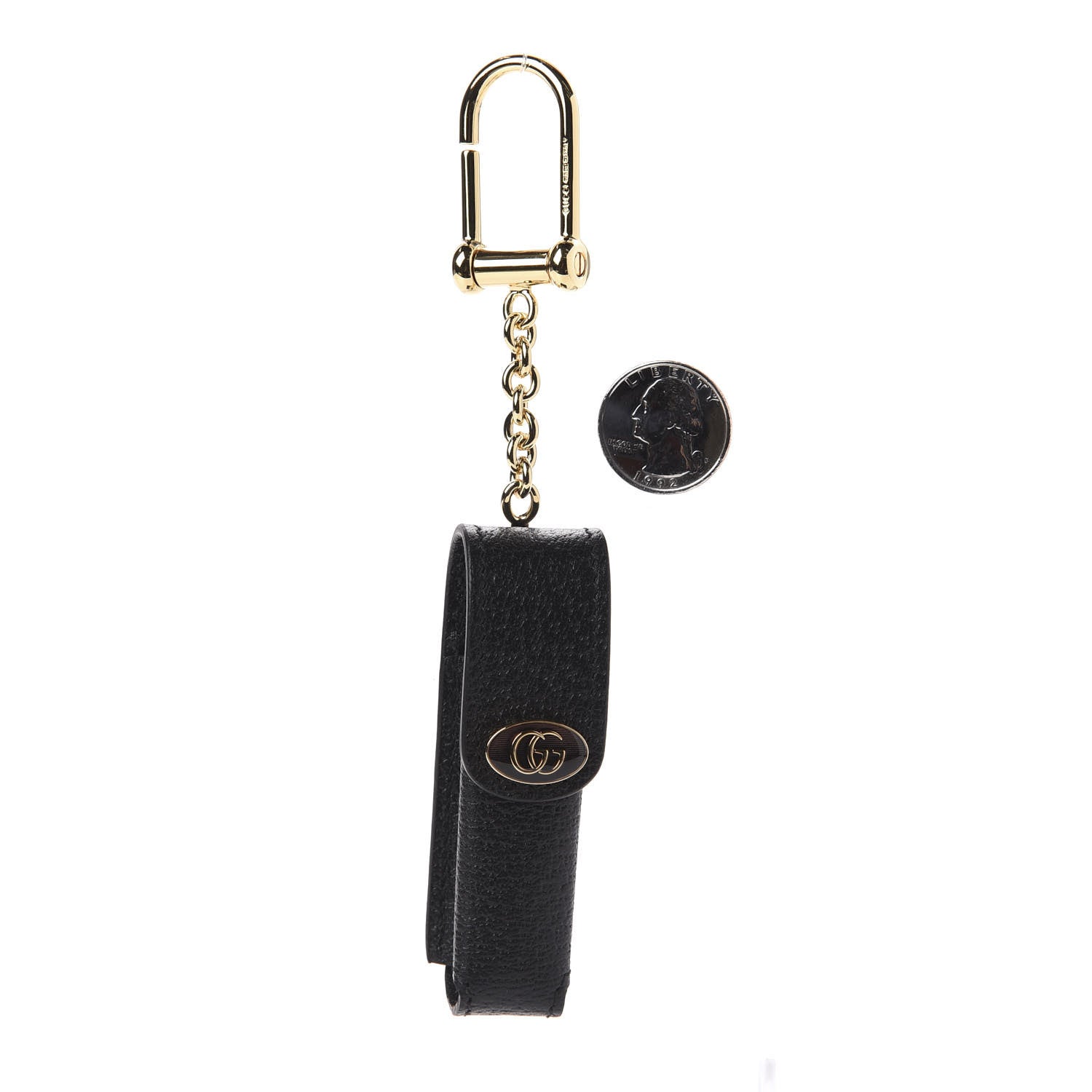 Gucci Textured Calfskin Enamel Single Porte Rouges Keychain Black 2 of 7