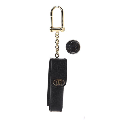 Gucci Textured Calfskin Enamel Single Porte Rouges Keychain Black 2 of 7
